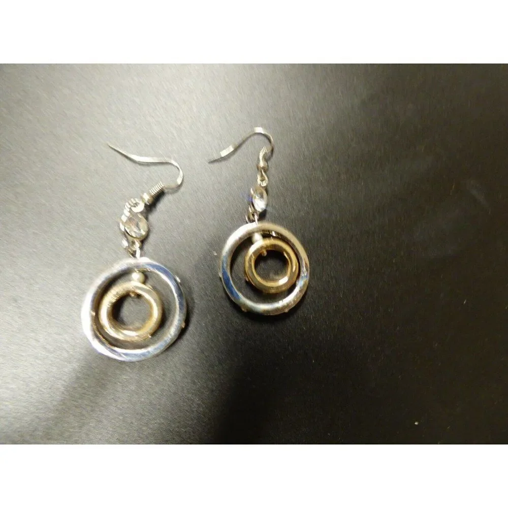 Crystal Jewelry 2 tone fish hoop earrings, Gold/Silver toned metal